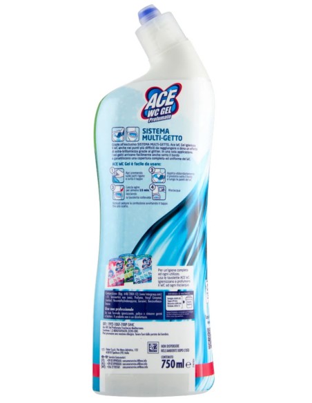 Ace Wc Gel 750ml - Freschezza Mediterranea - Rimuove Germi E Batteri